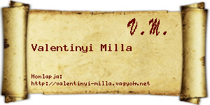 Valentinyi Milla névjegykártya
